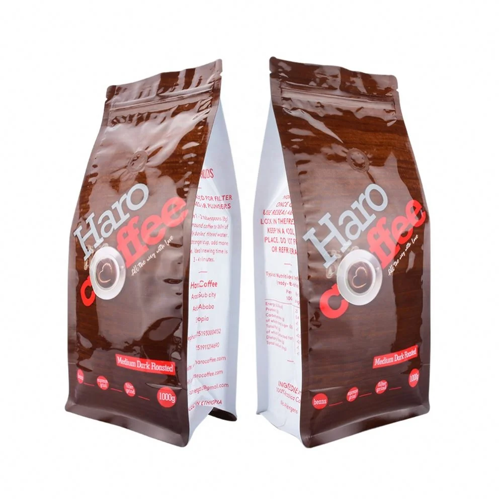 Wholesale Food Grade 1Kg 100 Micron Brown NY/AL/CPP Good Seal Ability Inventory Foil Lined Transparent Flat Bottom Coffee Bags