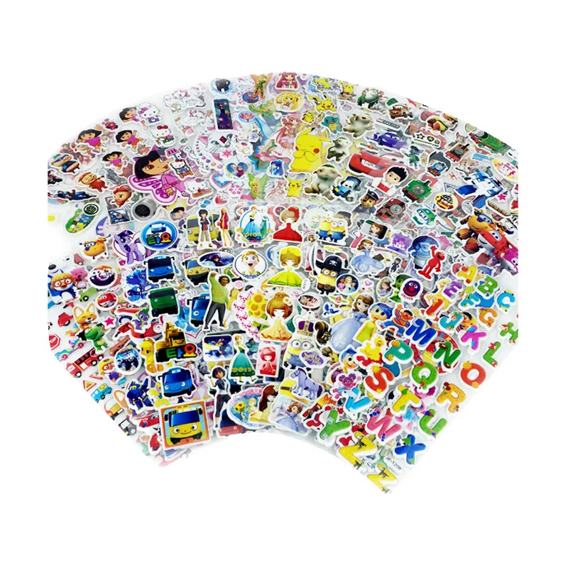 Cartoon Animation Kindergarten Reward Stickers Non-adhesive Paper 3D Bubble Stickers
