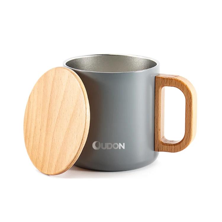Customized 10oz 12oz Sublimation Coffee Mug Stainless Steel Insulated Tumbler with Bamboo Lids