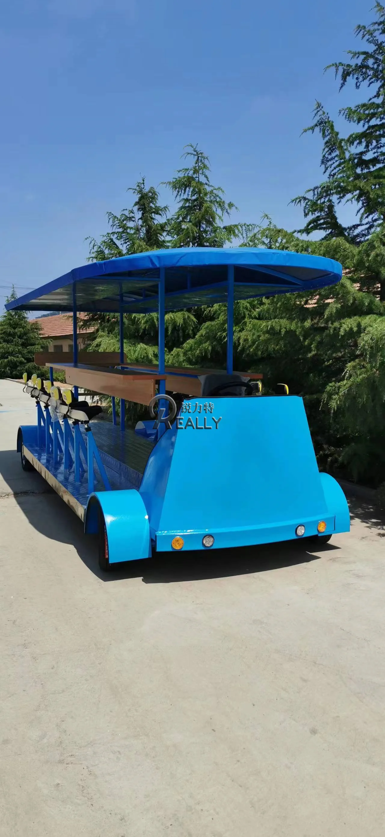 Good Selling Blue Beer Bike Quadricycle City Tour Team Building Road Draft Electric Vending Cart