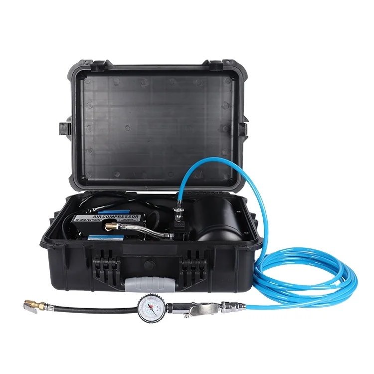 NEW 12 volt outdoor off-road double cylinder suspension compressor with bullet box Air pump