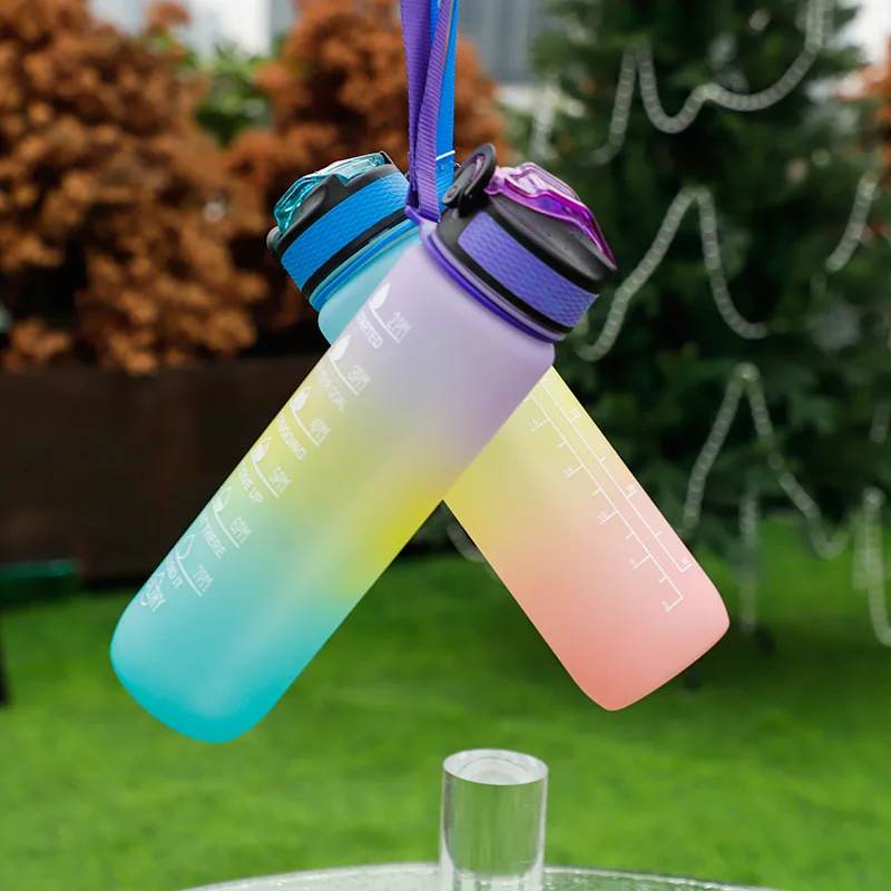 Water bottle 1 liter plastic Large Capacity Fitness Sports Water Jug Sports Drinking Motivational Water Bottle with Time Marker