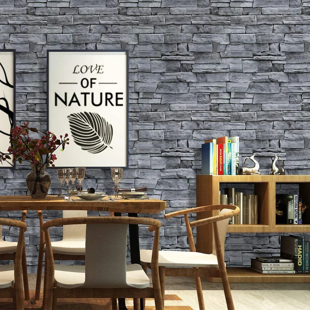 
great price 45x100cm Self Adhesive PVC Waterproof Stone Wallpapers Brick Wall Paper 3d wall stickers for home decor 