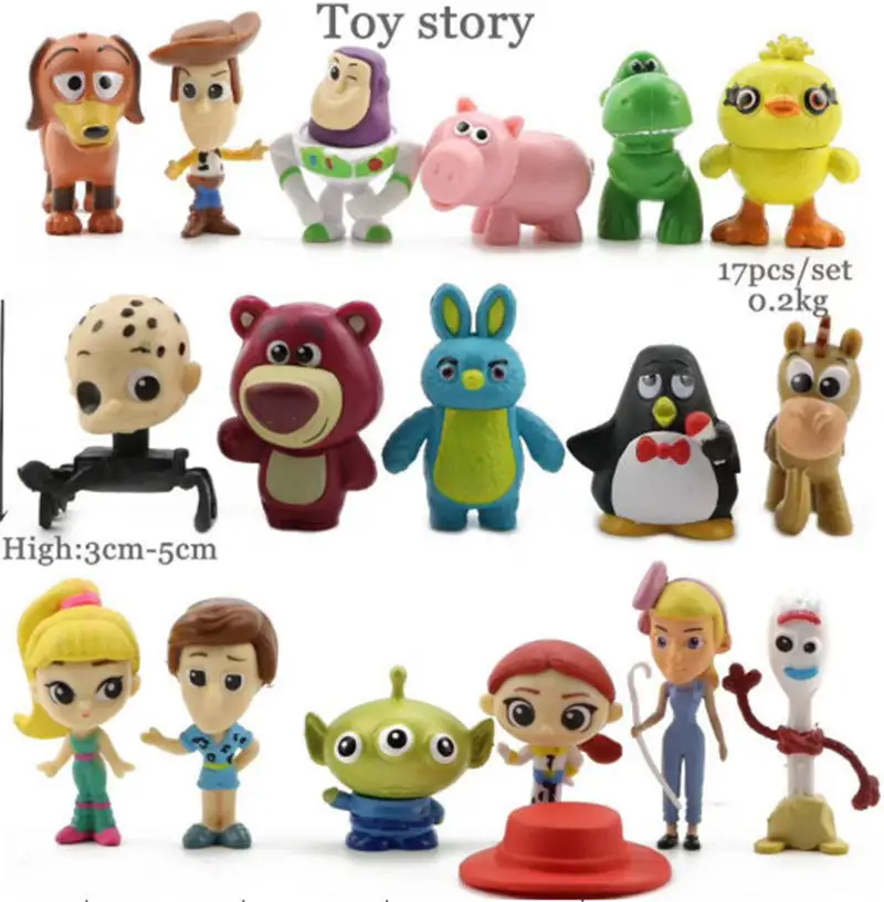 HWR 1010 Pvc Action 4 Figure 7Pcs Buzz Light year Tracy Woody Aliens Jessie Dragon Forky Action Figure Toy Story Set Models Toys