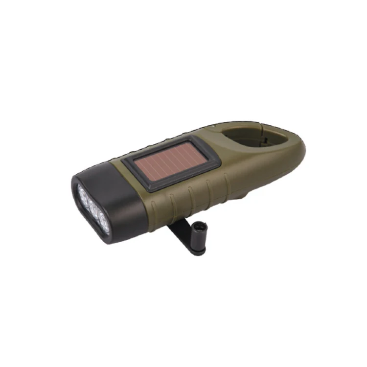 Hot sell good quality mini solar hand crank flashlight for outdoors and mountaineering