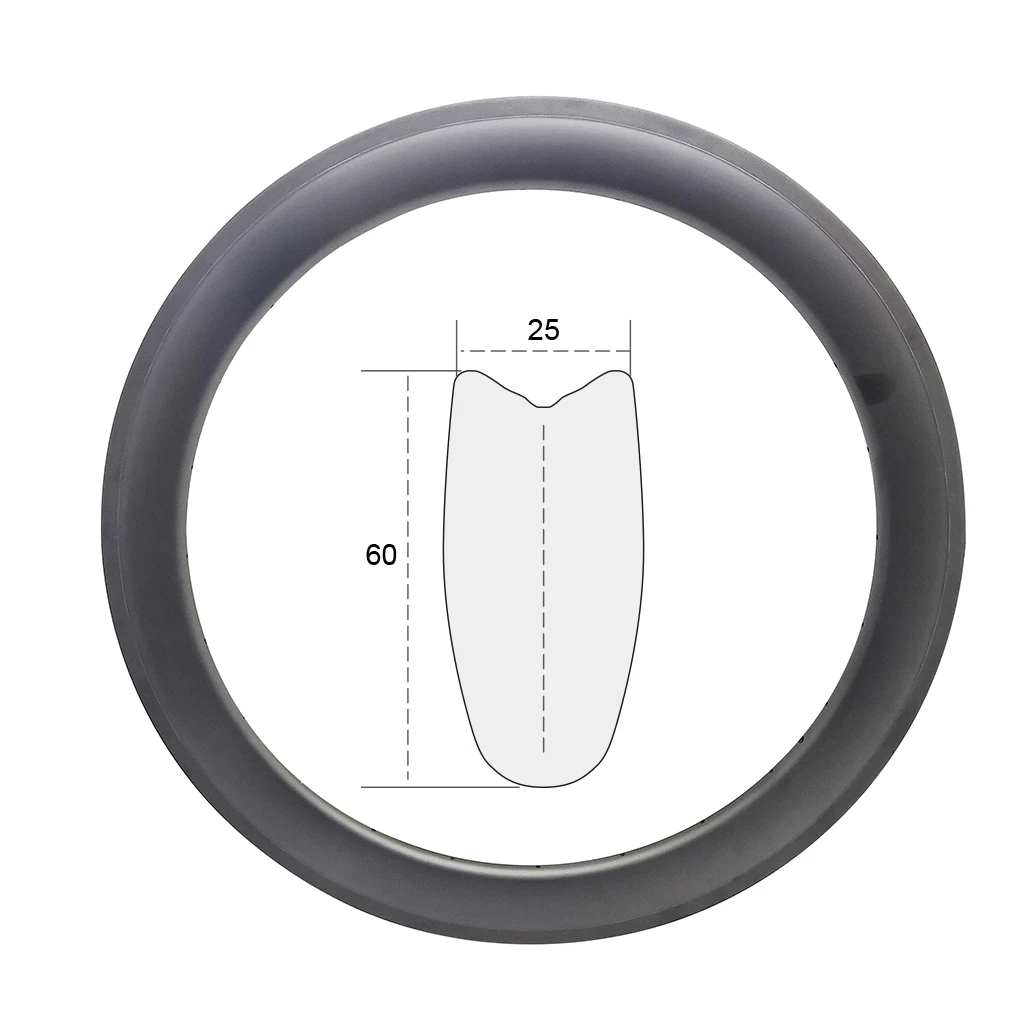 7Tiger TRU60T 700C 60mm Deep 25mm Wide U shape Tubular Wheels Rim Road Bicycle Carbon Rims