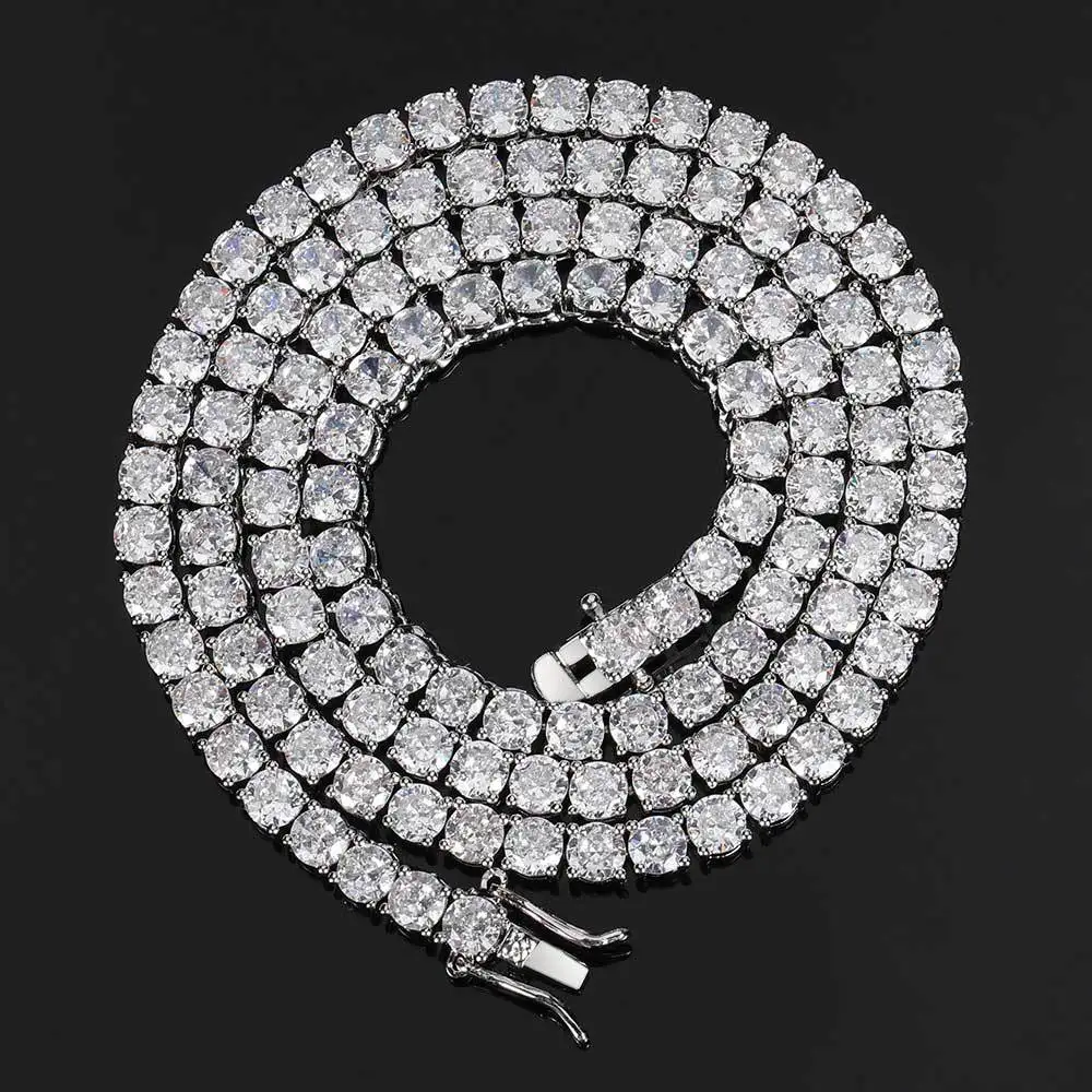 Hot selling hip hop Zircon Tennis Necklace gold silver cuban chains accessories full diamond necklaces for men and women