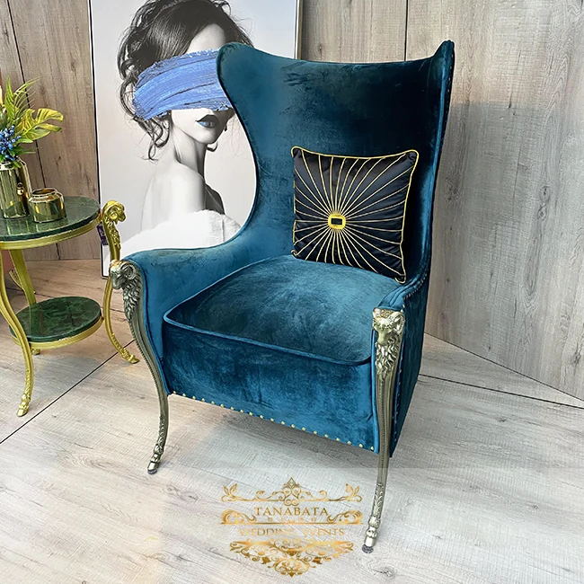 
luxury hotel living room velvet high back lounge chair modern leisure chairs 