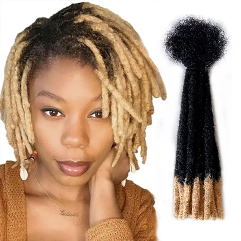 Top selling indian 100% handmade afro kinky human hair salon 0.4cm 0.6cm dreadlock loc ombre women extension crochet braiding