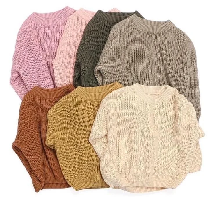 Новинка 2020, осенне-зимний детский свитер, однотонный вязаный свитер с круглым вырезом для маленьких девочек, детская одежда, вязаный пуловер, джемперы, наряды
