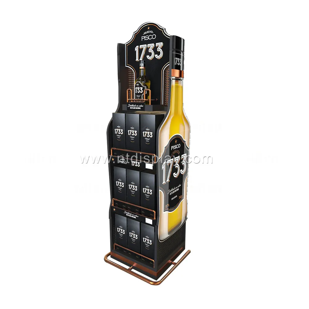 Custom design bar counter wine display cabinet thermostatic supermarket retail store liquor wine display stand