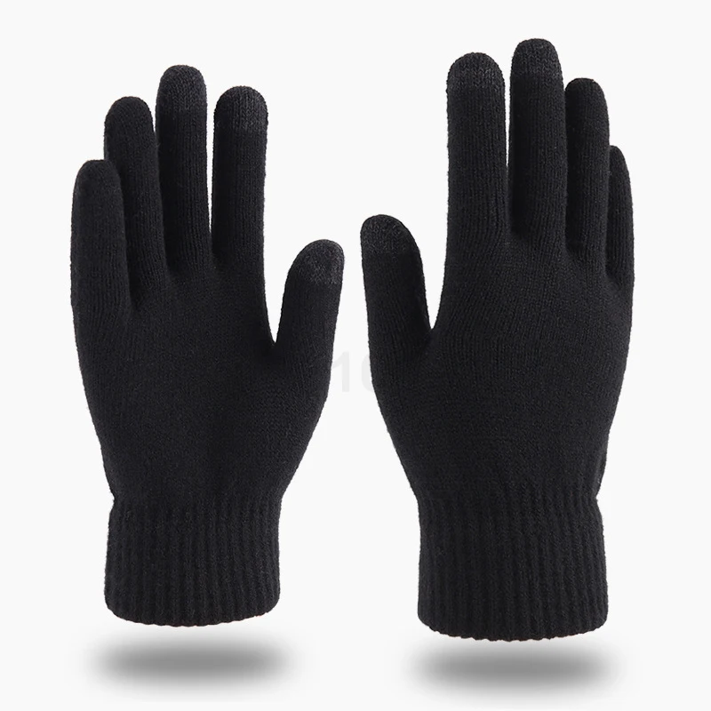 New Style Smartphone Touch Screen Gloves Winter Acrylic Gloves Unisex Cashmere Brushed Knitted Plan Single Color Gloves