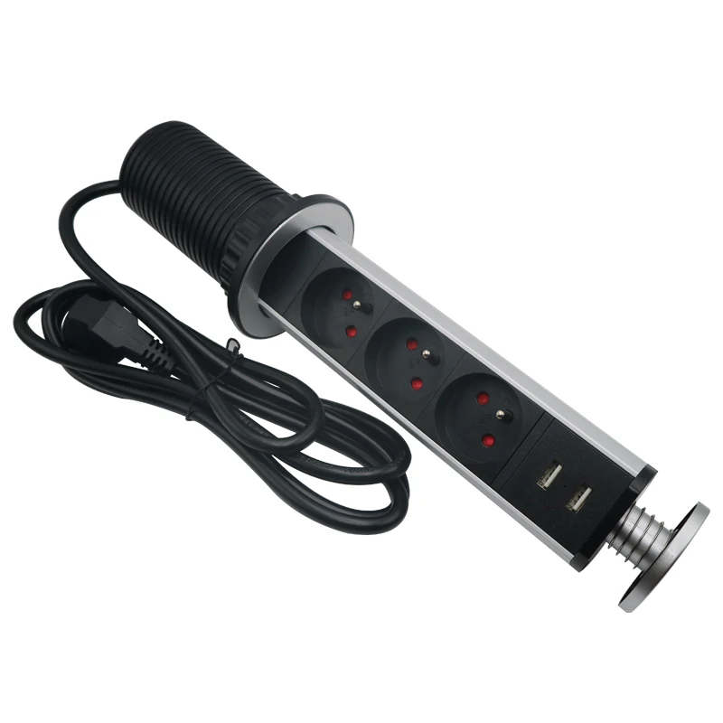 Office kitchen top european standard cylindrical pop up Multifunctional table desktop socket