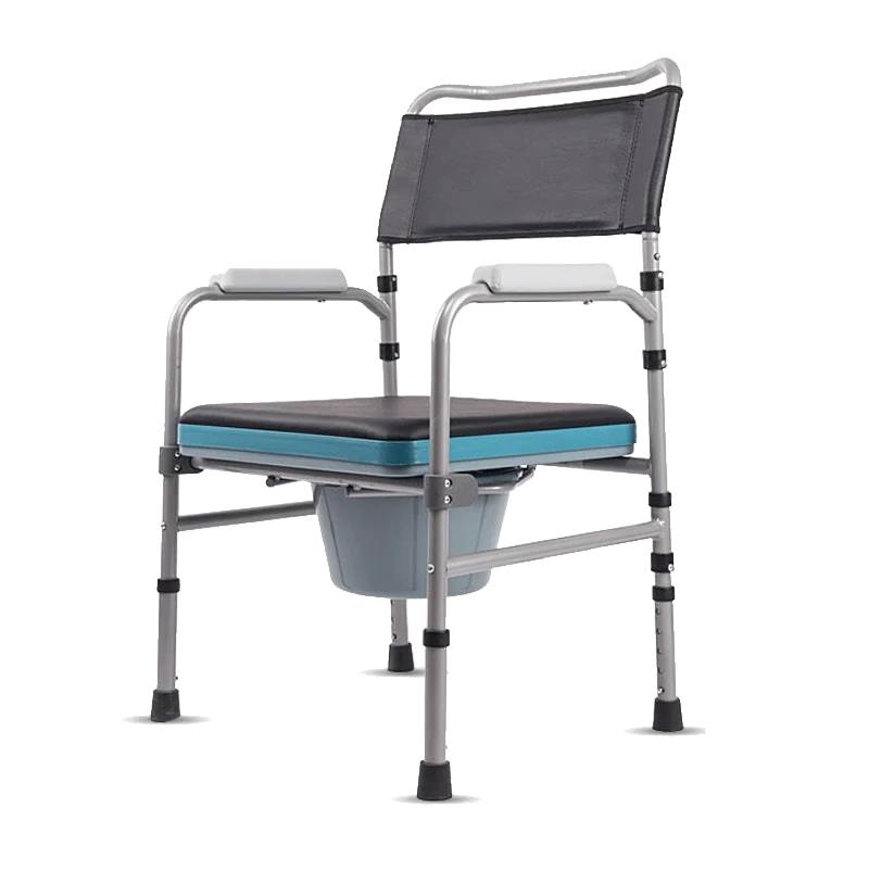 Carbon Steel Commode Chair Wheelchair With Toilet Seat Commode Chair Commode With Soft Seat