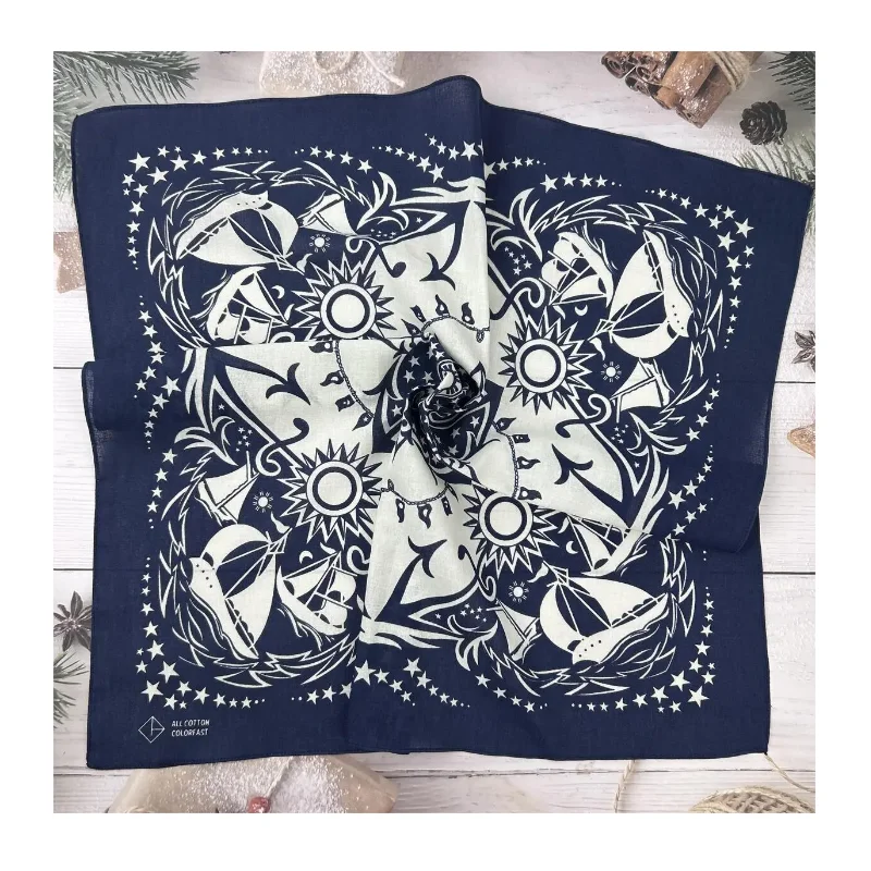 Оптовая продажа, индивидуальная хлопковая квадратная трафаретная цифровая печать, полиэфирная индивидуальная Бандана с логотипом