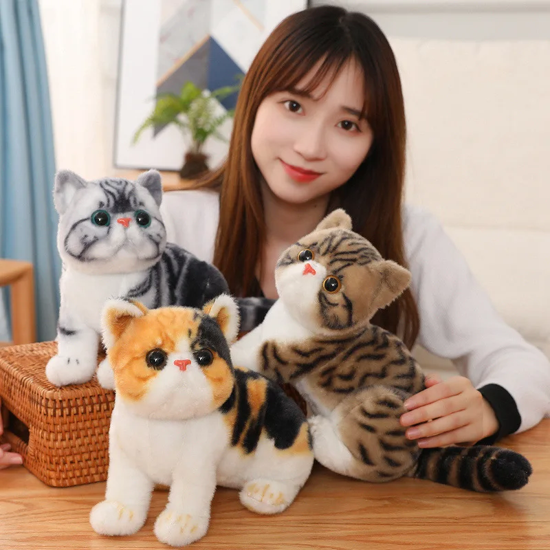 Оптовая продажа Реалистичная плюшевая фигурка кота милый мультяшный 3D котенок мягкая игрушка домашний декор имитация кукла