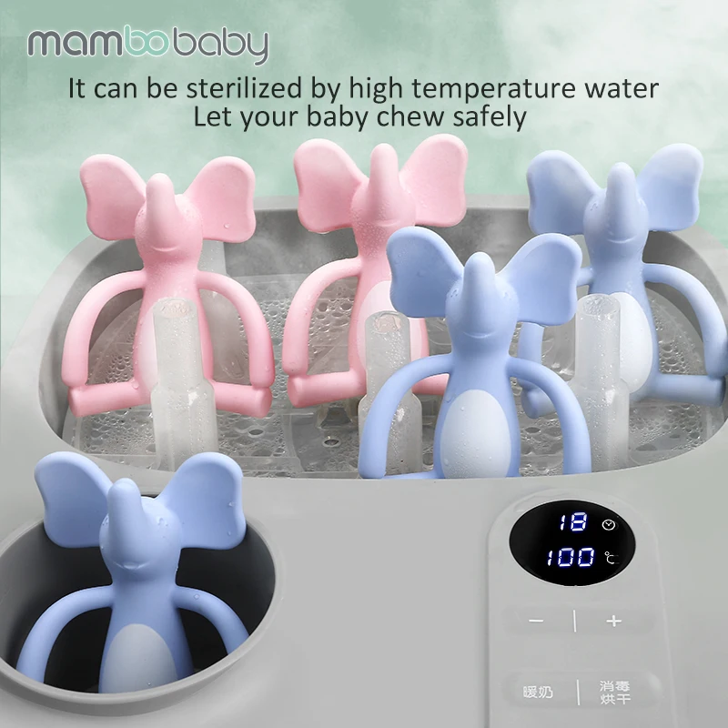  Детский силиконовый Прорезыватель для зубов Mambobaby забавные животные оптовая цена экологически чистая игрушка прорезывания игрушка-слон жевания