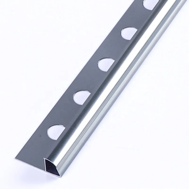 Good quality chrome surface aluminum tile edge trim round close type metal strips
