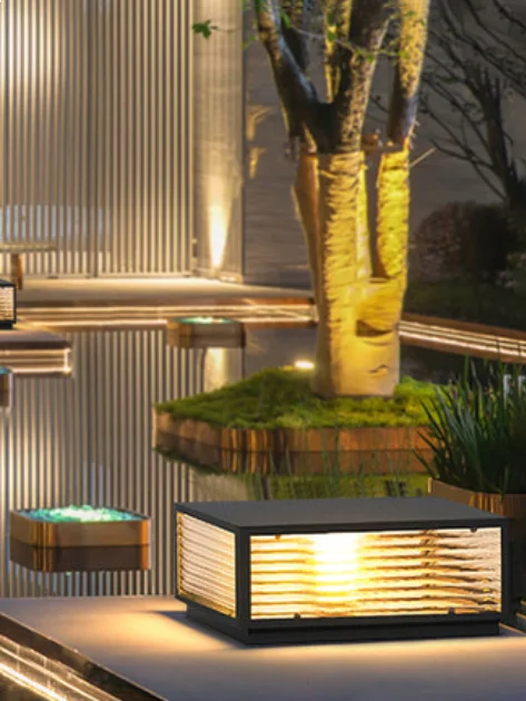 Z-22525 TYN stainless steel waterproof IP54 horizontal and vertical glass LED courtyard door square solar wall column light