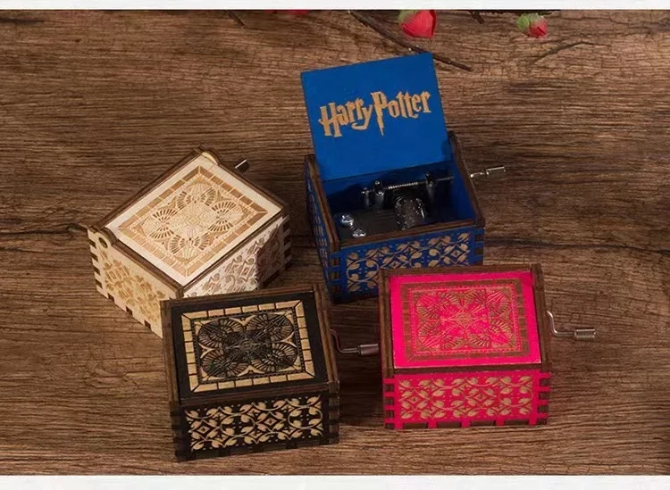 2023 Hot Sale Popular Gift custom mini hand crank Laser Engraved hand crank wooden music box