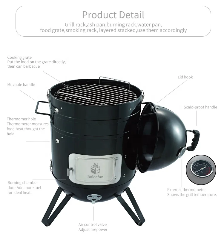 new product ideas  Hot sale 3 in 1 Black barrel charcoal grill outdoor BBQ  grill vertical charcoal grill