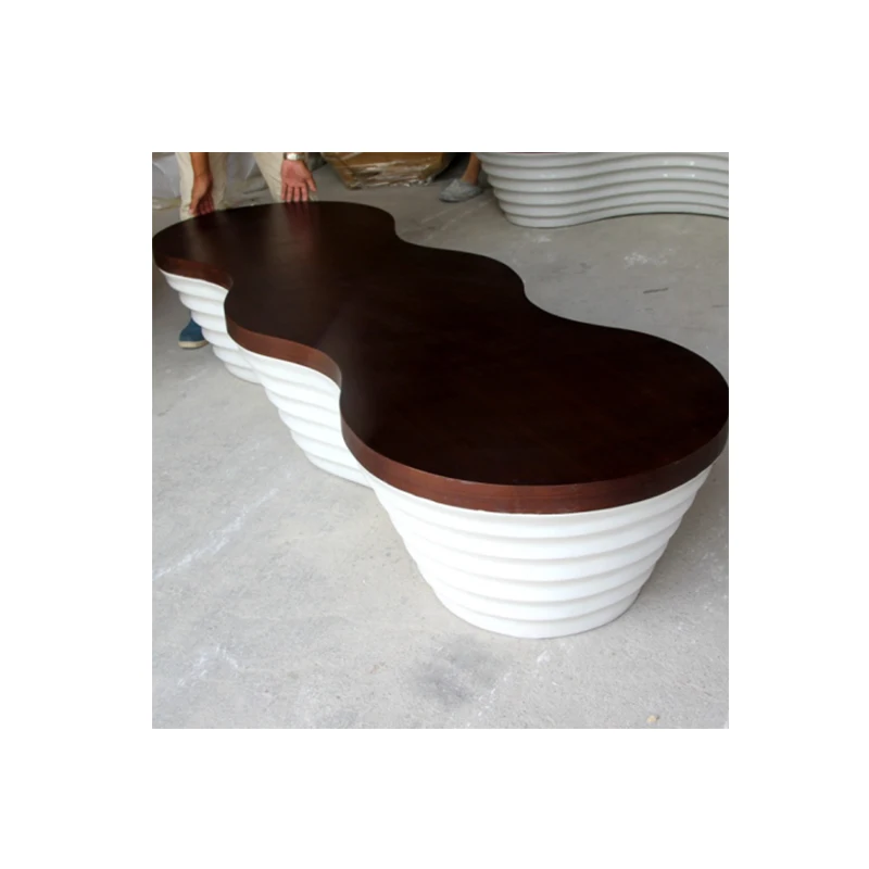 Golden Fiberglass Bench Outdoor Public Benches in The Park Modern Patio Bench Outdoor Furniture