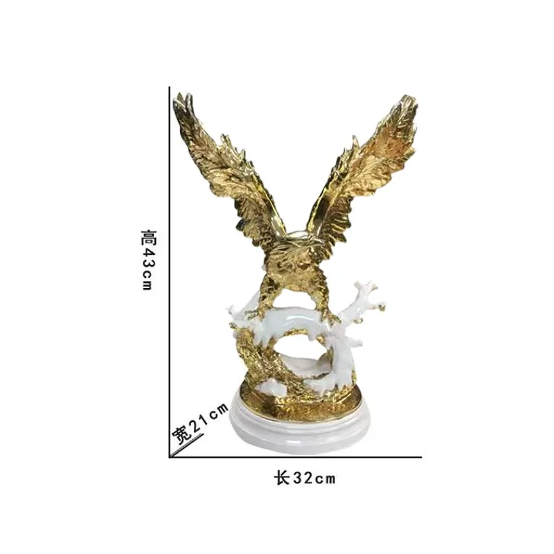 china figure hotel desk office home decor eagle sculpture ornaments resin statue golden falcon