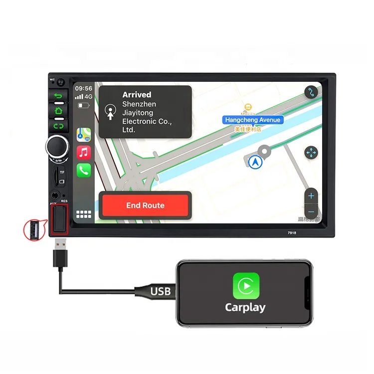 High Quality 7Inch Wince System Resolution 1024*600 Fm Am Rds Wired Carplay Dvd 2 Din Car Mp5 Player