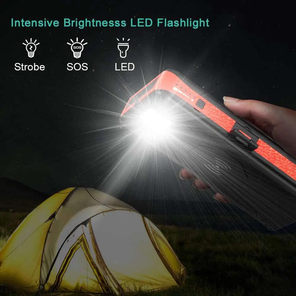 portable solar generator rugged case 16000mAh QI Wireless charger Solar power bank for hiking backpacker