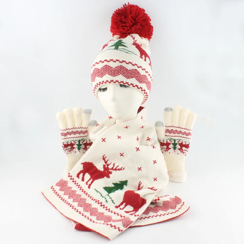 MB3 Winter new Christmas knitted hat snowflake deer red woolen hat warm men and women pullover hat wholesale
