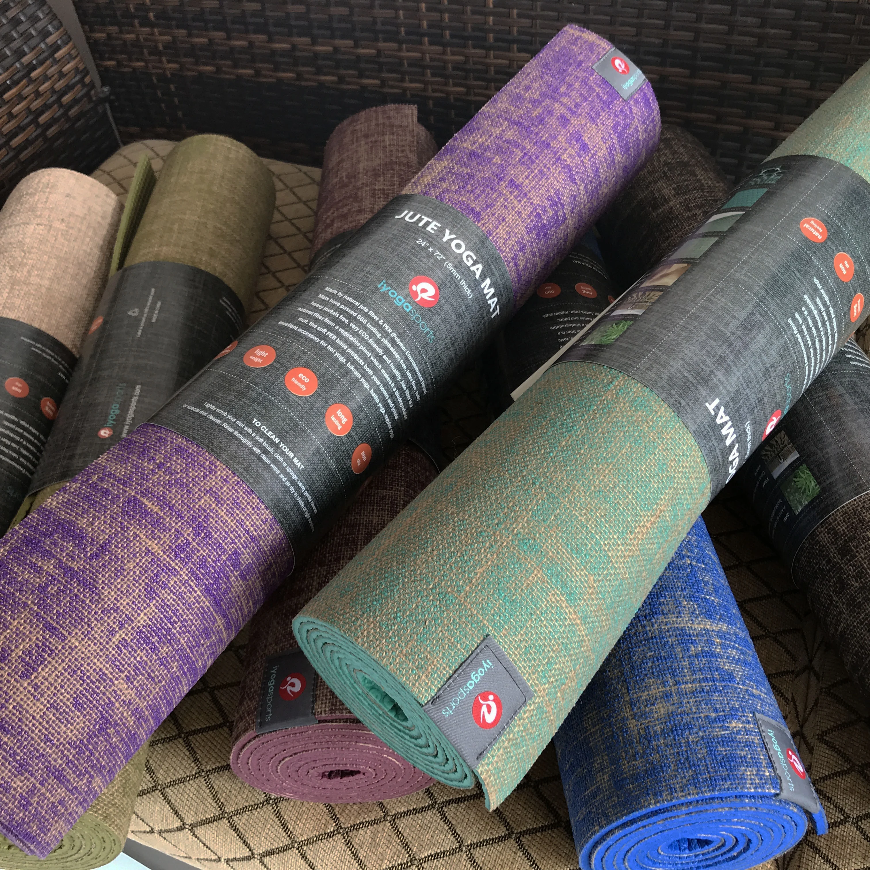 Natural jute yoga mat hemp fabric blend with PER foam 5mm thick