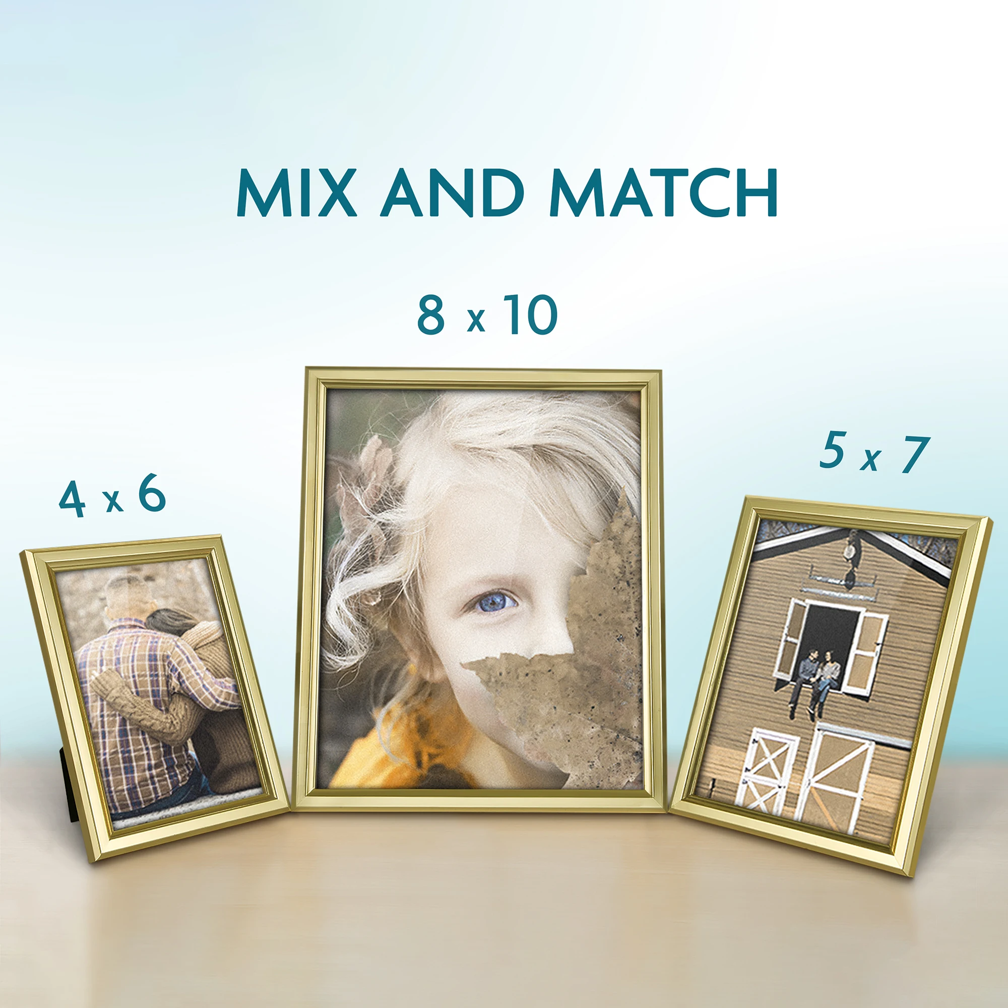 Hot Sale Family Decoration Gold Plastic 4X6 Photo Frame For Table Wall Decor