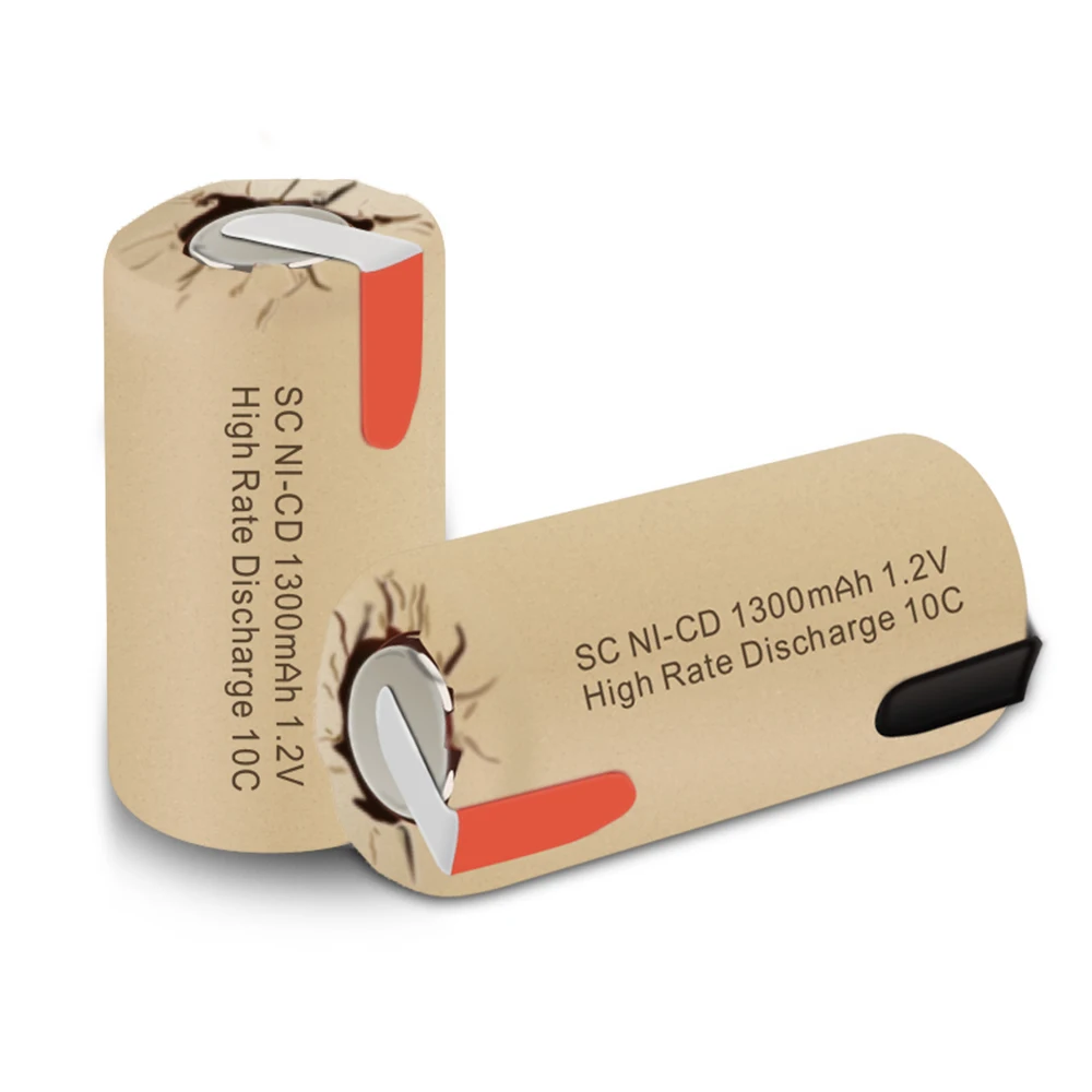 High Power 1.2v 1300mAh Sub c Nicd  Battery with Solder Tabs