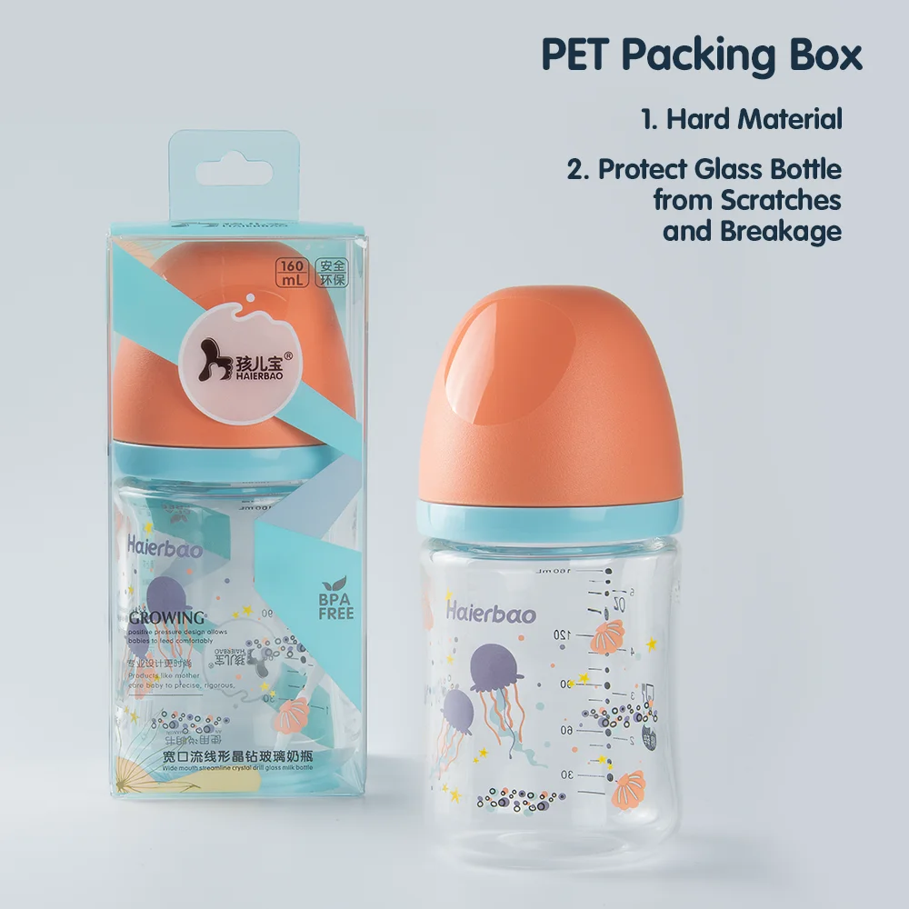 Wide Mouthed Anti Bloating Newborn Bottle 80/160ml Breastfeeding Glass Bottle Set Baby Milk Bottle