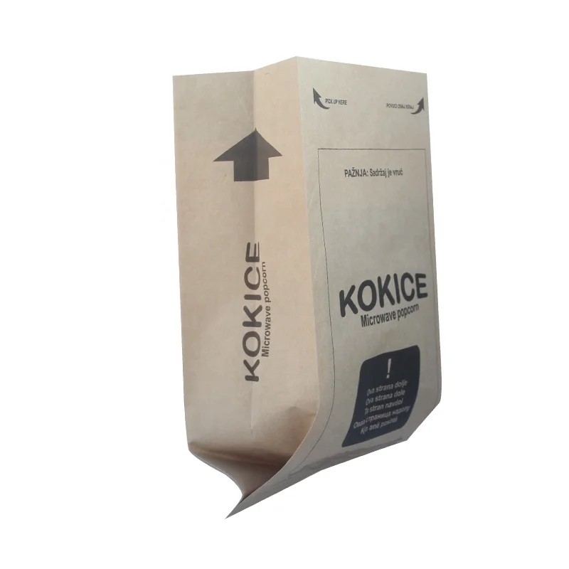 food grade custom logo printed resealable foil side gusset microwave popcorn poly paper bags for packaging