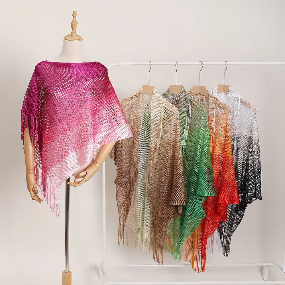 New Style Summer Sea Beach Shawl Women Outdoor Big Size Sexy Ombre Chiffon Tassel Beach Scarves