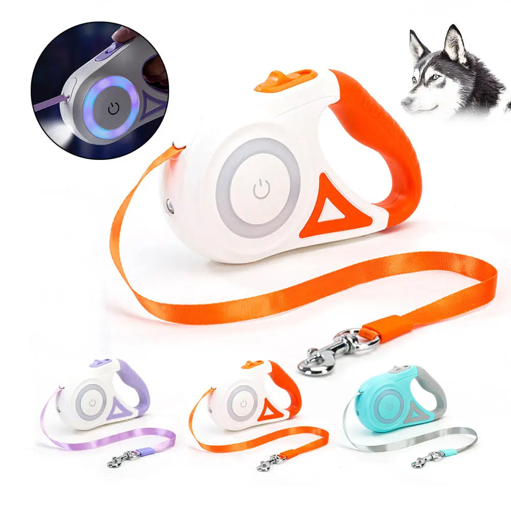 Automatic 360° Retractable Dog Leash LED Luminous, Strong Nylon Tape Best Dog Leash for Dogs, Ergonomic, Durable and Tangle Free