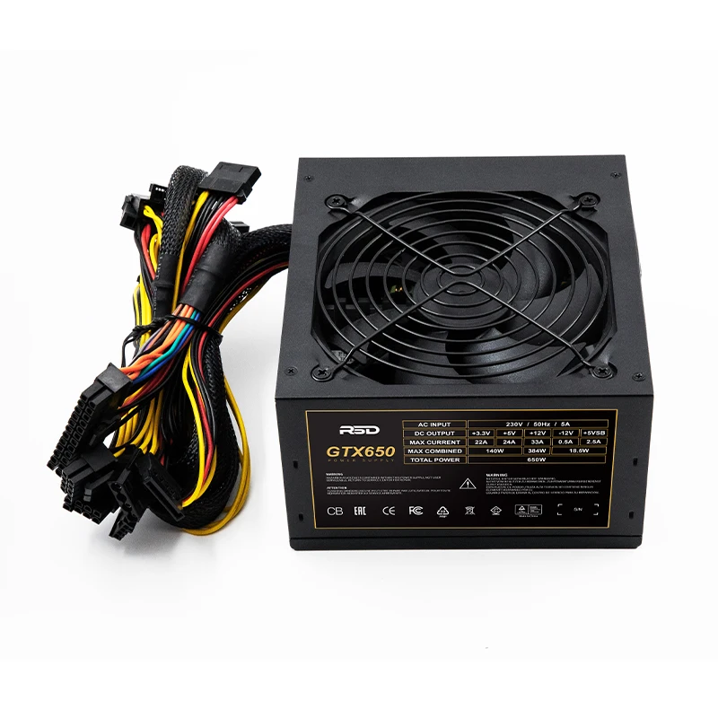 120Mm Fan 24 Pin Pci Sata High Efficient Atx 650W Power Supply Pc For Desktop Gaming Computer Pc
