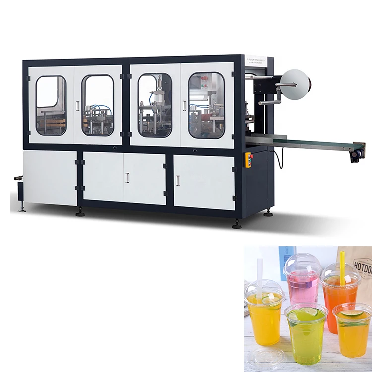high Speed Automatic Plastic Juice Cup Container With Lids Making Vacuum Forming Machine