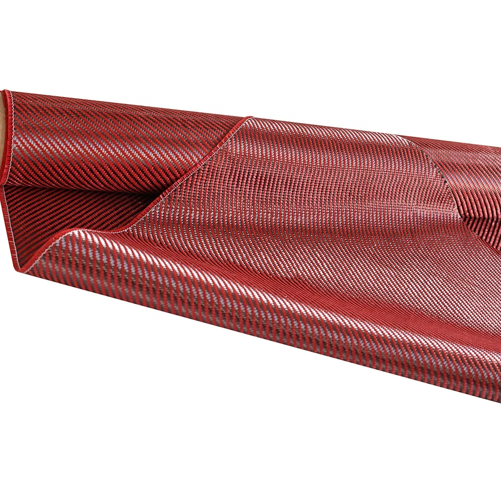 Red carbon aramid hybrid braid fabric fibre cloth