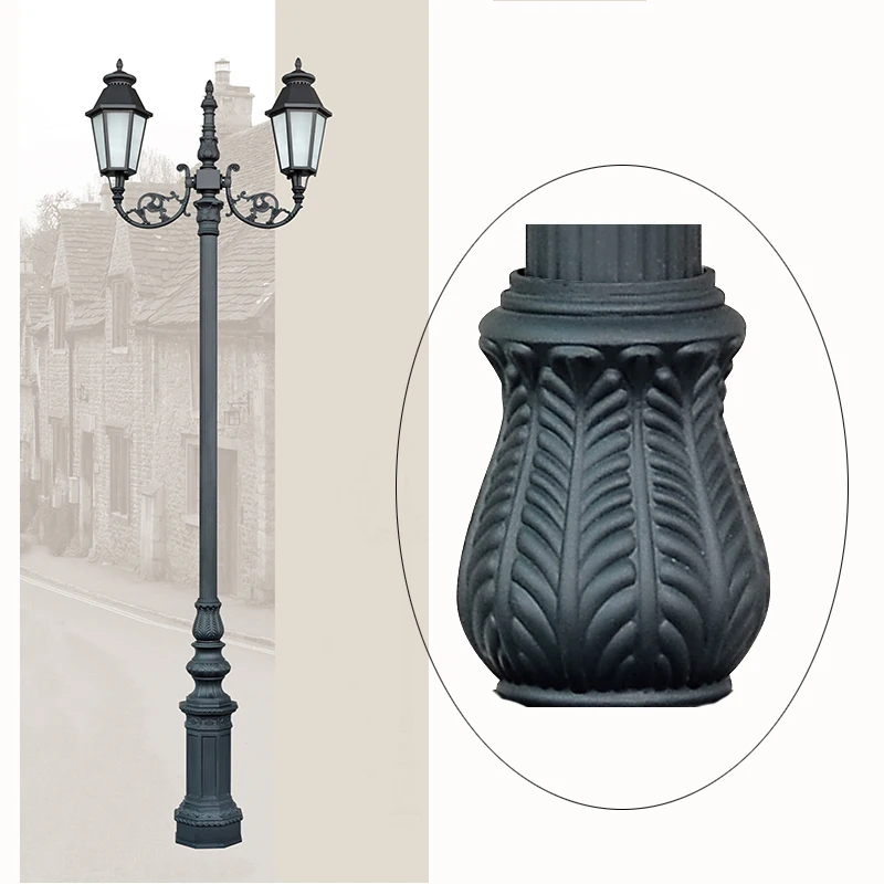 Noridc style decoraite garden lantern LED antique cast iron aluminum street lamps outdoor classic  pole light