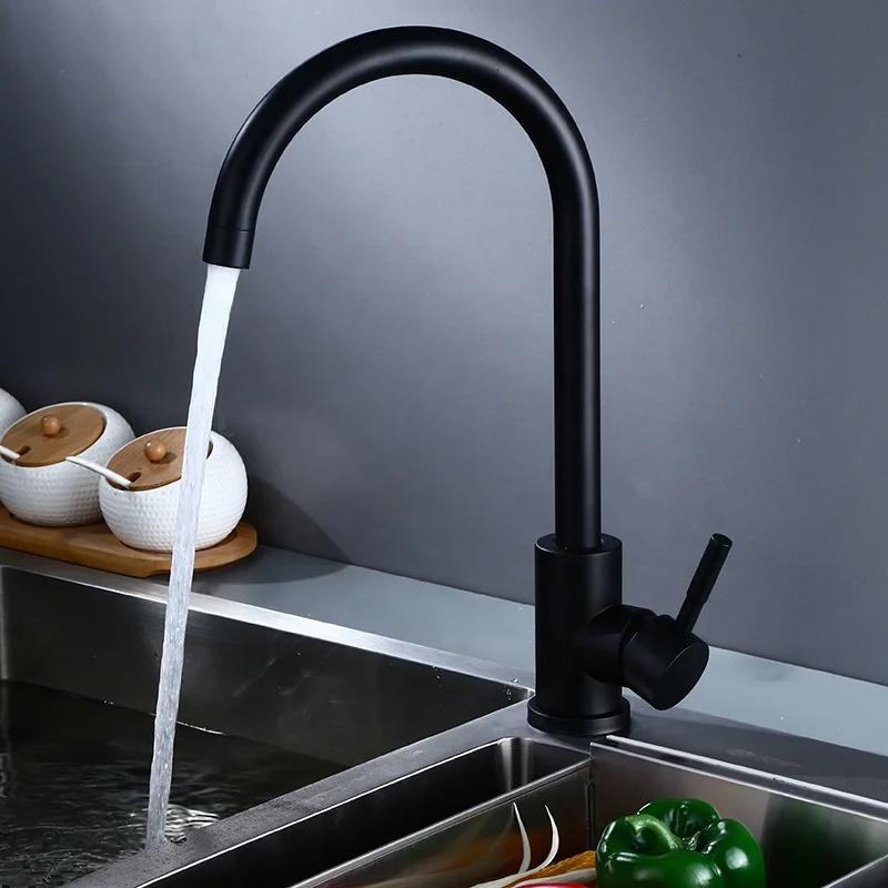 Современный дизайн водопроводный кран матовый черный с одной ручкой, с водяным знаком горлышко в форме смесители раковина для ванной комнаты