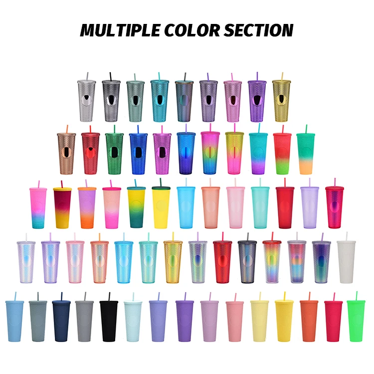 Оптовая продажа, чашка с алмазной дурианской сеткой объемом 24 унции, пластиковые матовые черные кофейные чашки с ананасом, стакан с крышкой и соломинкой