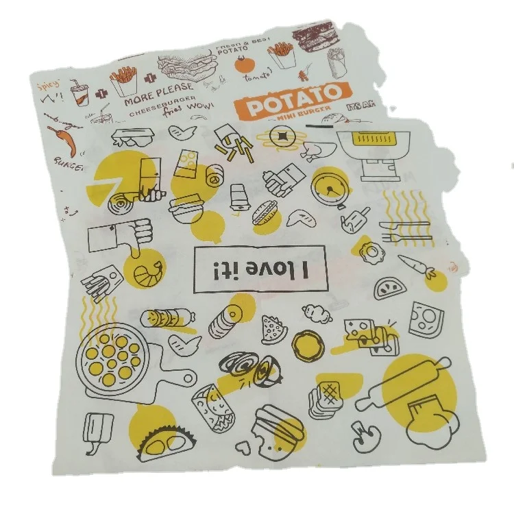 Смазочная оберточная бумага, индивидуальная печатная бумага для упаковки пищи, сэндвичей, бургеров