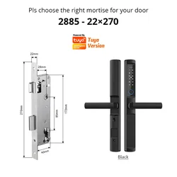 Tediton Waterproof Tuya WiFi Control Smart Digital Aluminum Lock Electronic Fingerprint Smart Lock Door