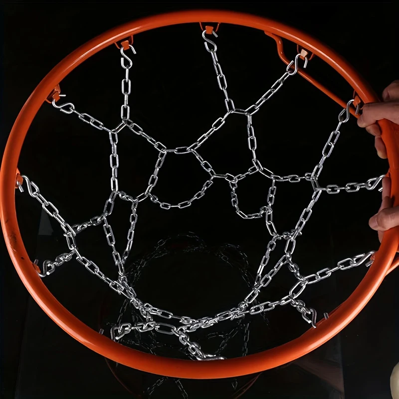 M0060 Heavy Duty 12-Hole Basketball Net Indoor/Outdoor Metal Braided Chain Standard Training Equipment