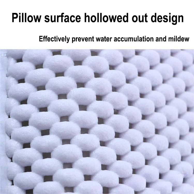 Eco-friendly Anti-slip Resistant Waterproof Soft Touch Neck And Back Support PVC Foam Bath Pillow With Suction Cup For Tub