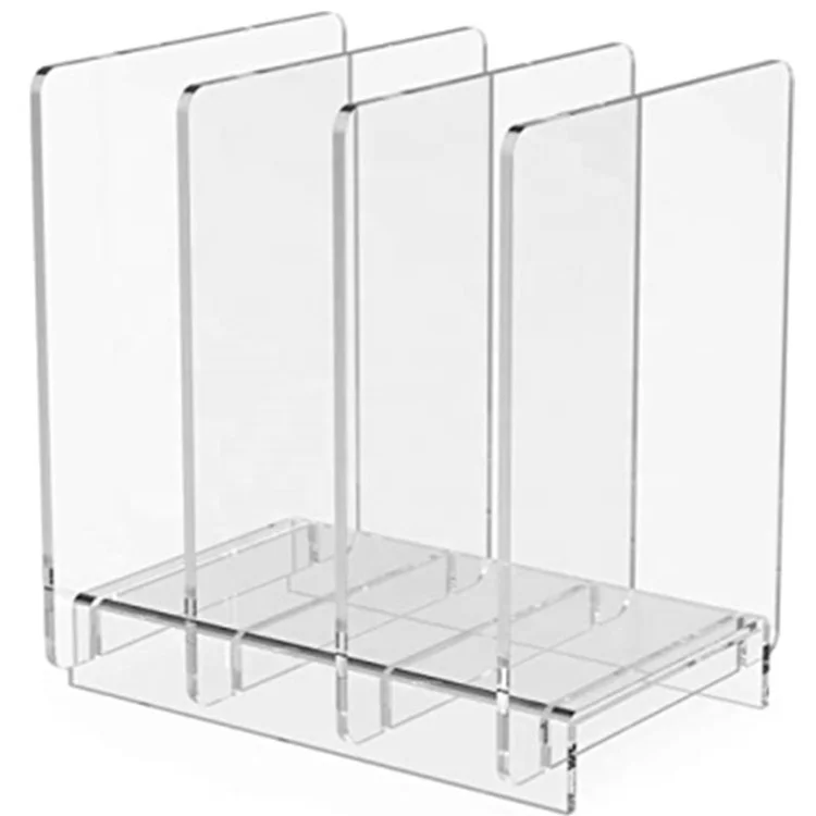 Clear Acrylic Holder File Organizer Desk Standing Rack on Table for Magazines Storage Holder with Detachable Dividers for Home