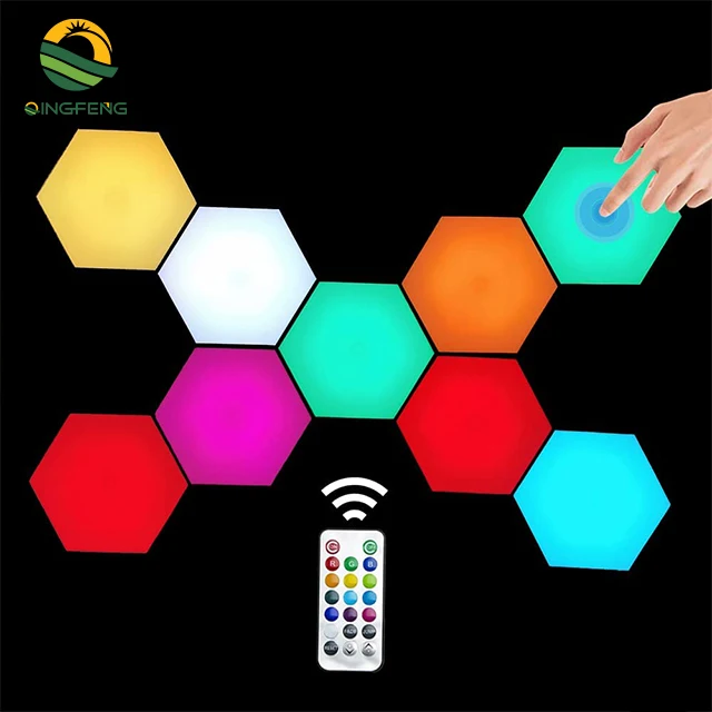 Smart Acrylic DIY RGB light Led Indoor Gaming Living Room Decorative Fancy Touch Wall Lights LED Quantum Hexagonal Modular lamp