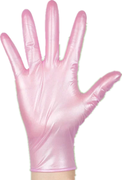Best seller powder free pearl light pink disposable nitrile gloves beauty salon oil resistant wear pearl pink nitrile gloves